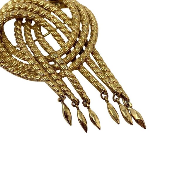 Vintage Monet Rope Knot Brooch Pin Goldtone Gold Tone Tremble Large 2.75 in Sign - Picture 3 of 12